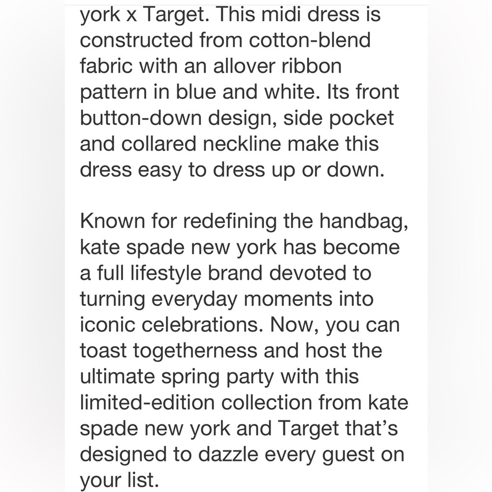 KATE SPADE NWT ribbon short sleeve midi striped shirt dress -blue/white - Picture 6 of 8
